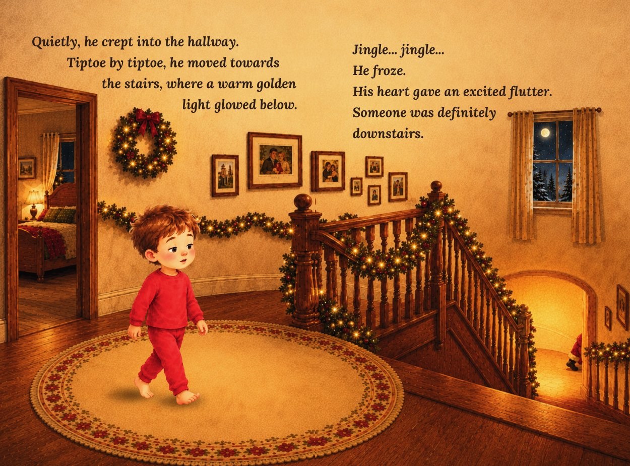 A tiny jingle downstairs — and only one way to find out.